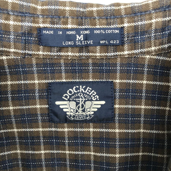Dockers Light Flannel Check Shirt, Long Sleeve, Button-Down, Men's, Size M cotton navy blue type Vintage Second Hand