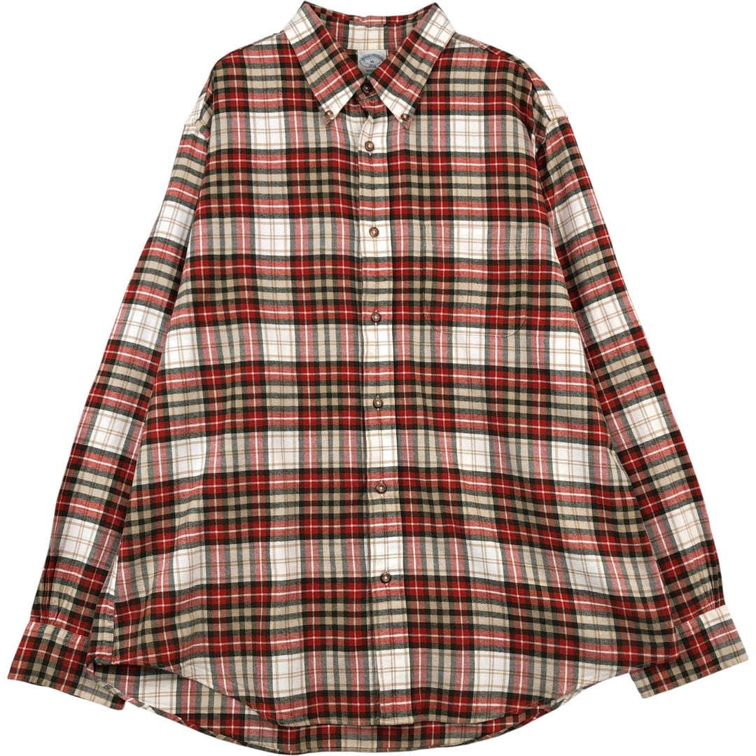 Brooks Brothers 1818 Long Sleeve Button-Down Light Flannel Check Shirt, Men's Size XL cotton red type Vintage Second Hand