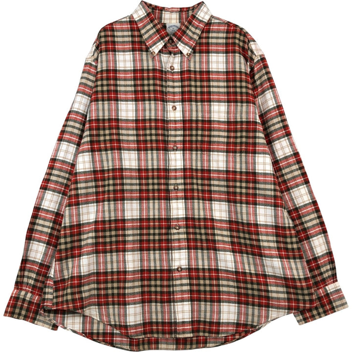 Brooks Brothers 1818 Long Sleeve Button-Down Light Flannel Check Shirt, Men's Size XL cotton red type Vintage Second Hand