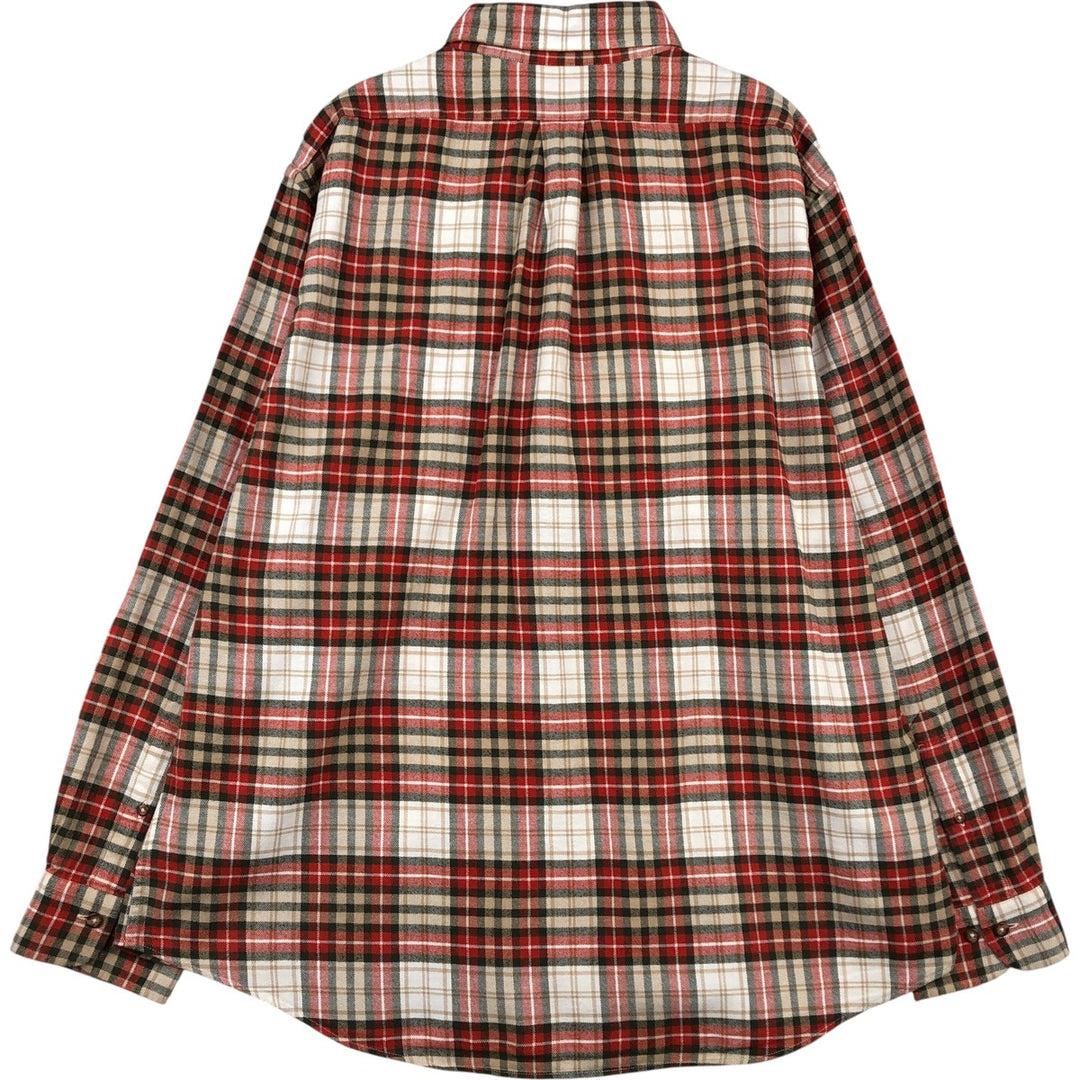 Brooks Brothers 1818 Long Sleeve Button-Down Light Flannel Check Shirt, Men's Size XL cotton red type Vintage Second Hand