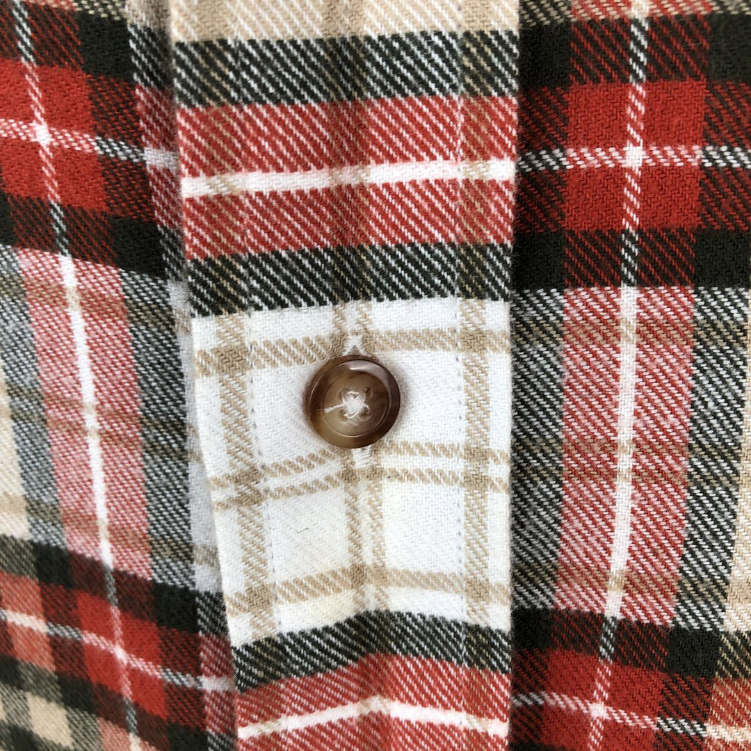 Brooks Brothers 1818 Long Sleeve Button-Down Light Flannel Check Shirt, Men's Size XL cotton red type Vintage Second Hand