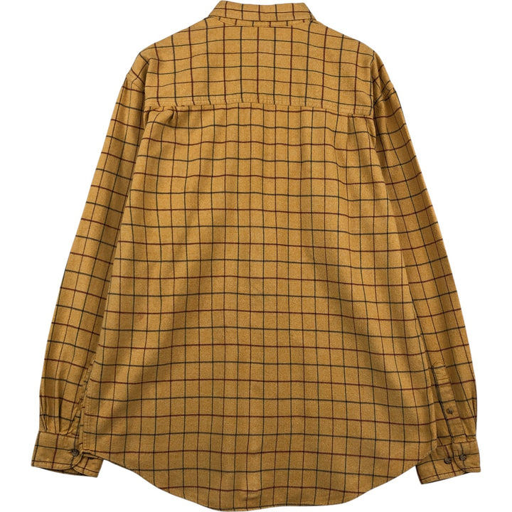 Eddie Bauer Long Sleeve Button Down Light Flannel Check Shirt, Men's Size L cotton yellow type Vintage Second Hand