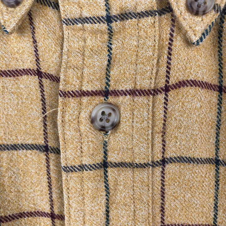 Eddie Bauer Long Sleeve Button Down Light Flannel Check Shirt, Men's Size L cotton yellow type Vintage Second Hand