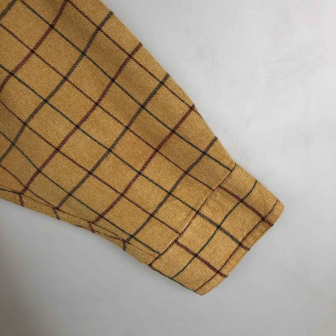 Eddie Bauer Long Sleeve Button Down Light Flannel Check Shirt, Men's Size L cotton yellow type Vintage Second Hand