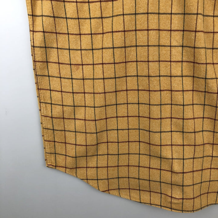 Eddie Bauer Long Sleeve Button Down Light Flannel Check Shirt, Men's Size L cotton yellow type Vintage Second Hand