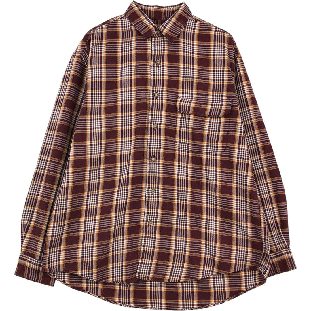 Eddie Bauer Lightflannel Check Shirt, Men's Size Medium cotton wine-red Vintage Second Hand