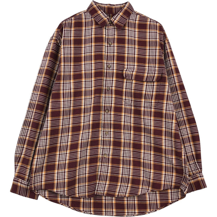 Eddie Bauer Lightflannel Check Shirt, Men's Size Medium cotton wine-red Vintage Second Hand