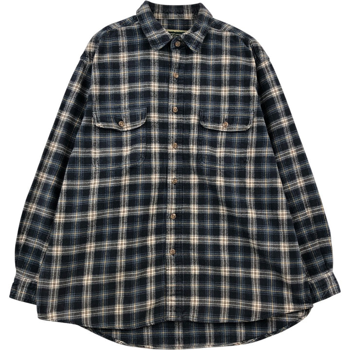 FIELD and STREAM Long Sleeve Heavy Flannel Check Shirt, Men's Size XL unclear blue type Vintage Second Hand
