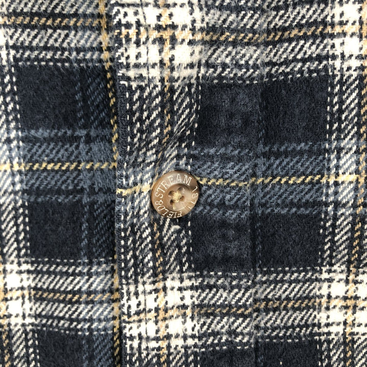 FIELD and STREAM Long Sleeve Heavy Flannel Check Shirt, Men's Size XL unclear blue type Vintage Second Hand