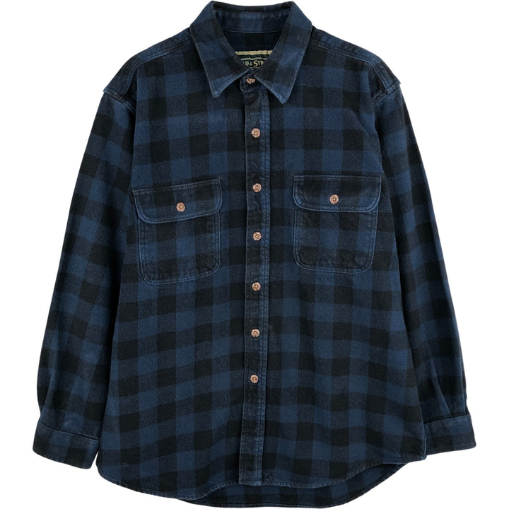FIELD AND STREAM Buffalo Check Long Sleeve Flannel Check Shirt, Men's Size L cotton blue type Vintage Second Hand
