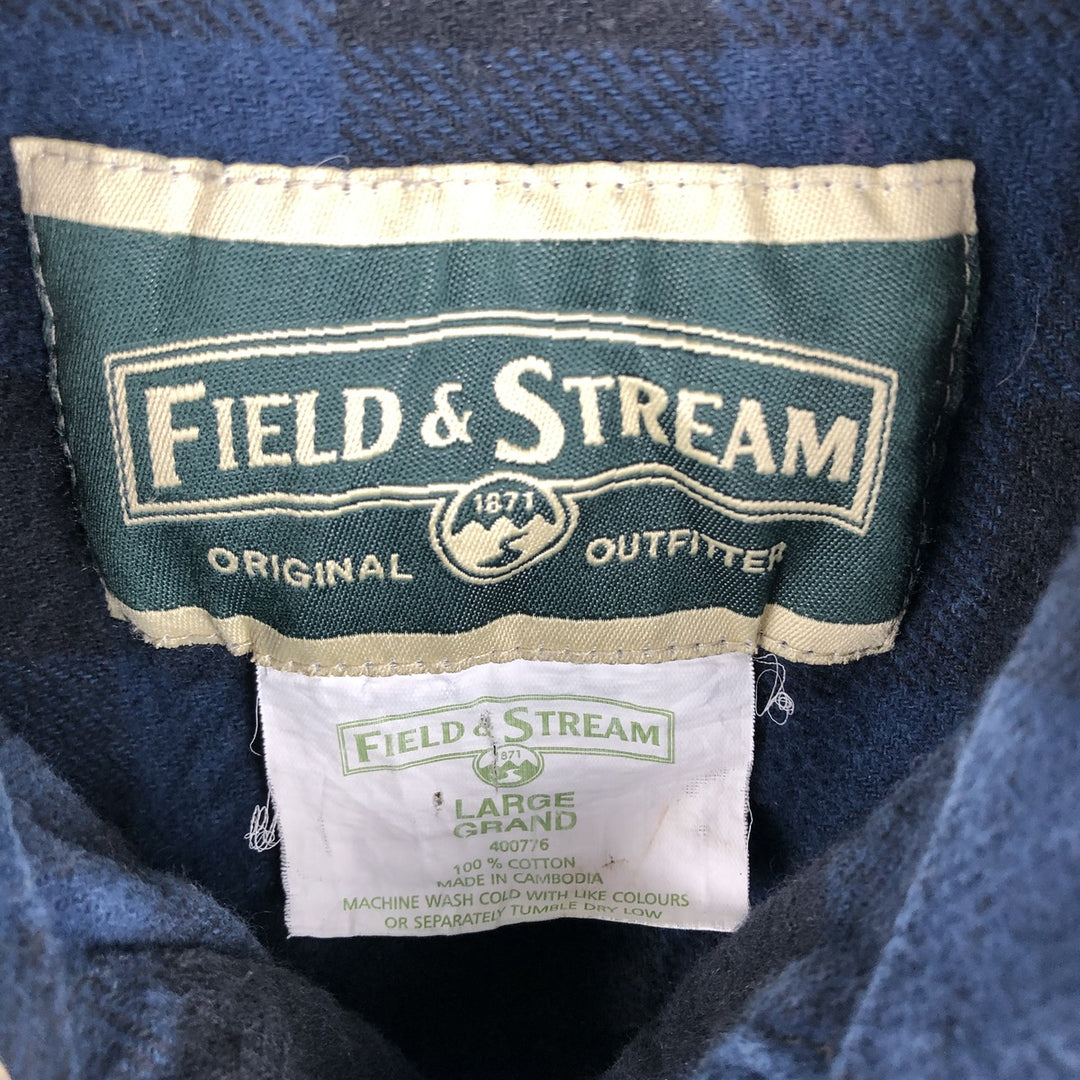 FIELD AND STREAM Buffalo Check Long Sleeve Flannel Check Shirt, Men's Size L cotton blue type Vintage Second Hand