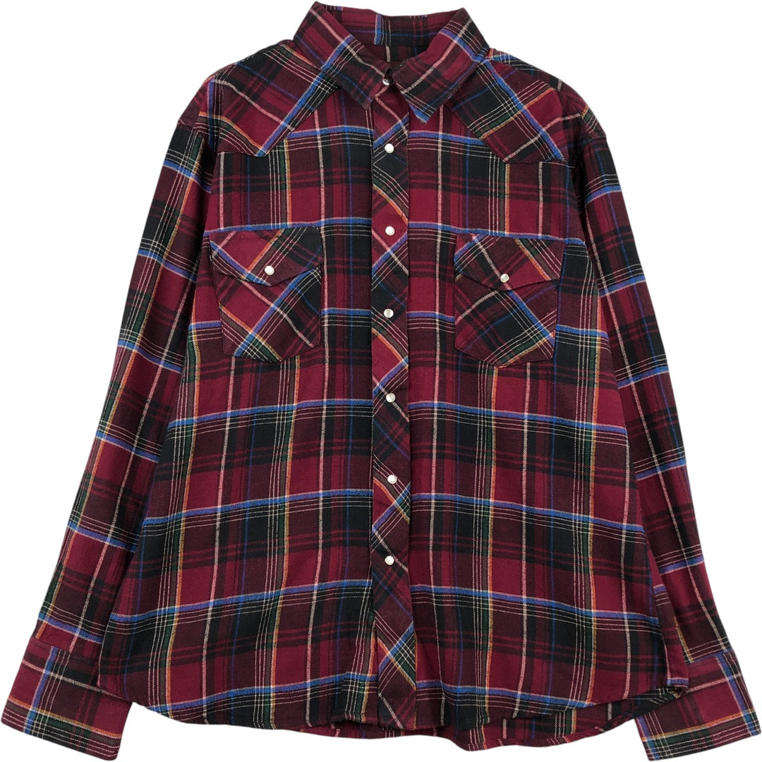 Wrangler Western flannel check shirt, men's size XL unclear Red type red-purple Vintage Second Hand
