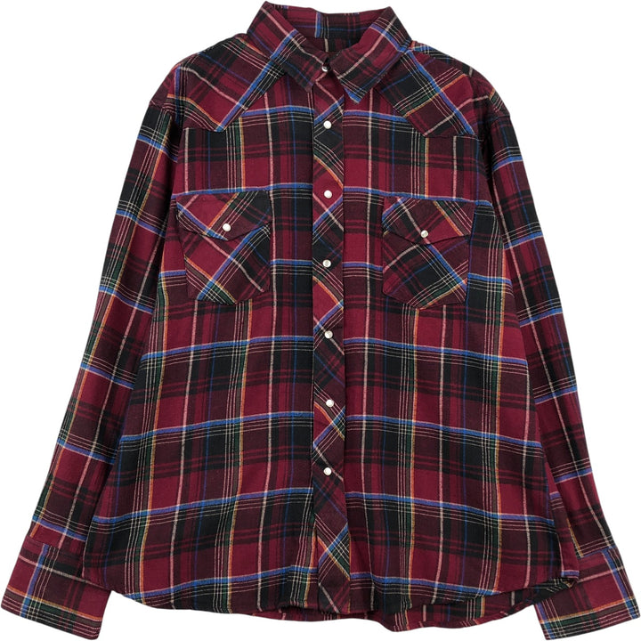 Wrangler Western flannel check shirt, men's size XL unclear Red type red-purple Vintage Second Hand