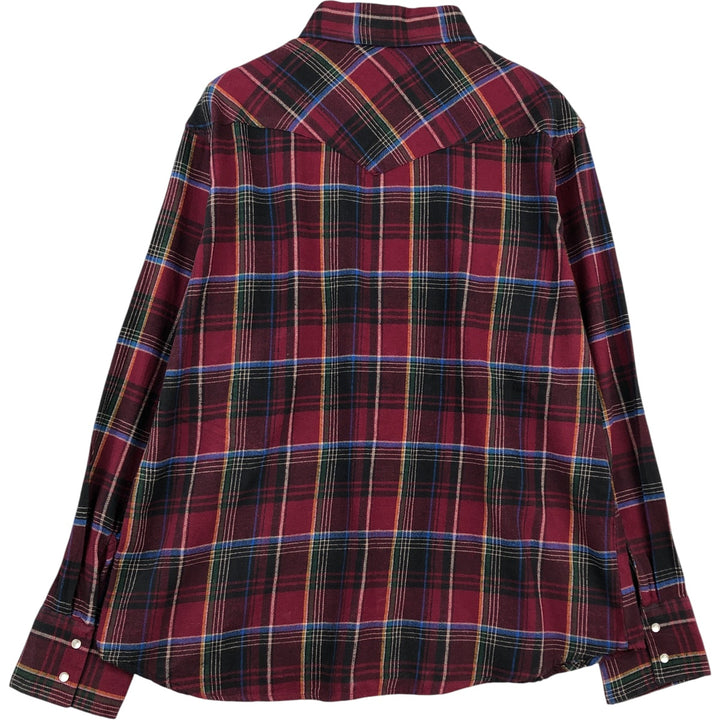 Wrangler Western flannel check shirt, men's size XL unclear Red type red-purple Vintage Second Hand