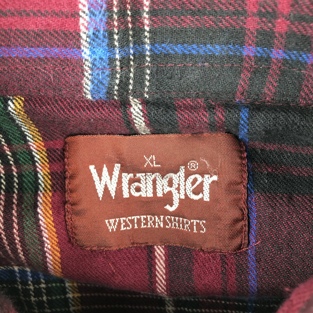 Wrangler Western flannel check shirt, men's size XL unclear Red type red-purple Vintage Second Hand