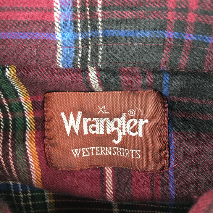 Wrangler Western flannel check shirt, men's size XL unclear Red type red-purple Vintage Second Hand