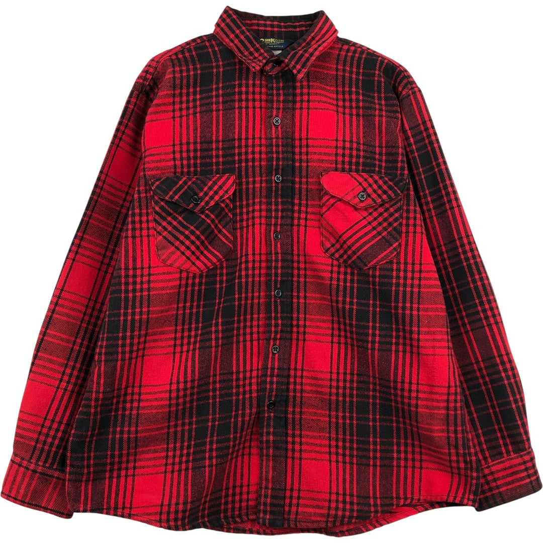 90'S Osh Kosh long-sleeved flannel check shirt, men's size L unclear red type Vintage Second Hand
