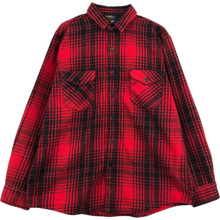 90'S Osh Kosh long-sleeved flannel check shirt, men's size L unclear red type Vintage Second Hand