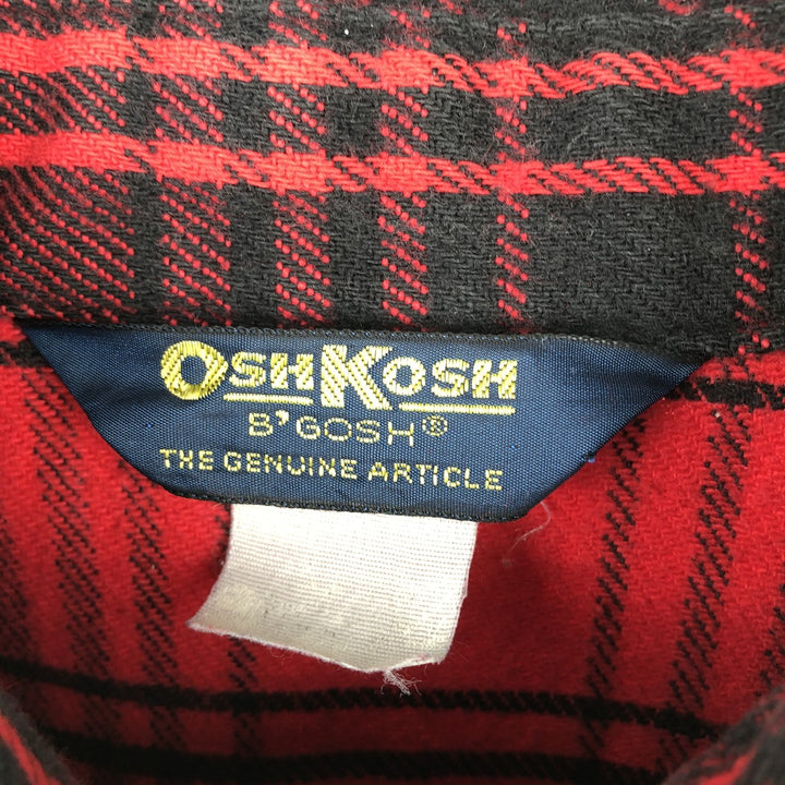 90'S Osh Kosh long-sleeved flannel check shirt, men's size L unclear red type Vintage Second Hand