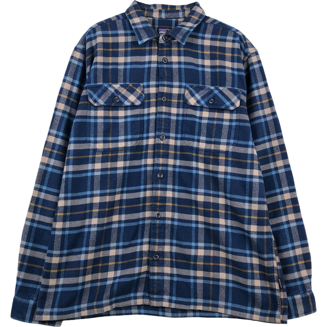 Patagonia STY53947FA20 Long Sleeve Flannel Check Shirt, Men's Size L Organic cotton blue type Vintage Second Hand