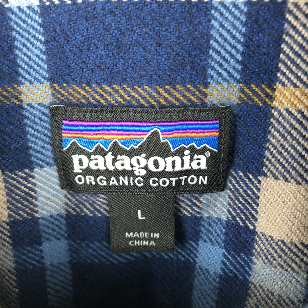 Patagonia STY53947FA20 Long Sleeve Flannel Check Shirt, Men's Size L Organic cotton blue type Vintage Second Hand