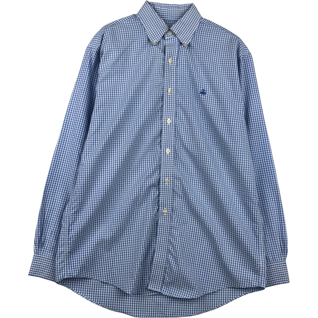 Brooks Brothers Est. 1818 Gingham Check Long Sleeve Button-Down Check Shirt, Men's Size Medium cotton white type Vintage Second Hand