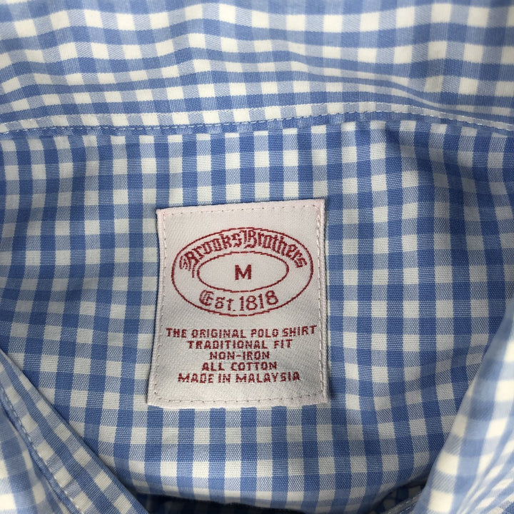 Brooks Brothers Est. 1818 Gingham Check Long Sleeve Button-Down Check Shirt, Men's Size Medium cotton white type Vintage Second Hand