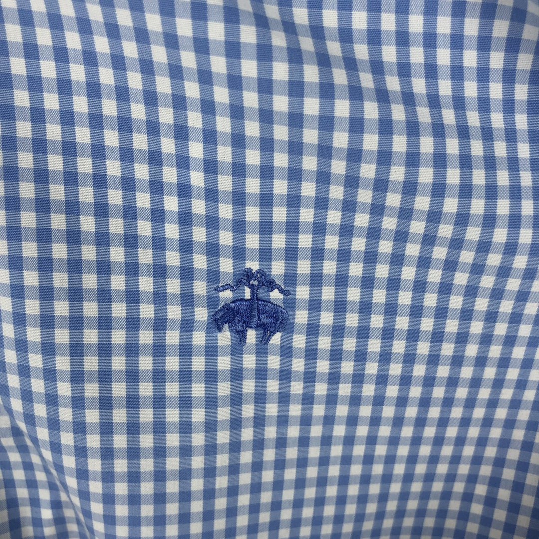 Brooks Brothers Est. 1818 Gingham Check Long Sleeve Button-Down Check Shirt, Men's Size Medium cotton white type Vintage Second Hand