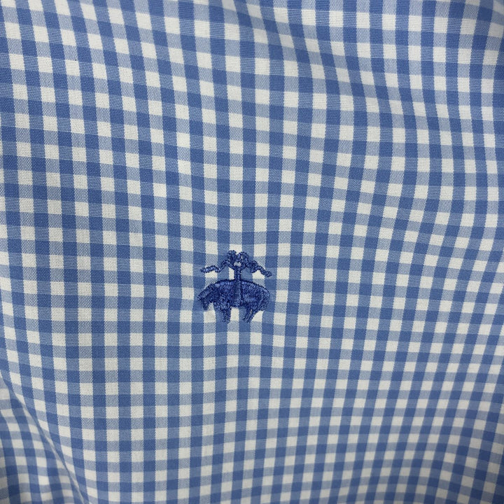 Brooks Brothers Est. 1818 Gingham Check Long Sleeve Button-Down Check Shirt, Men's Size Medium cotton white type Vintage Second Hand