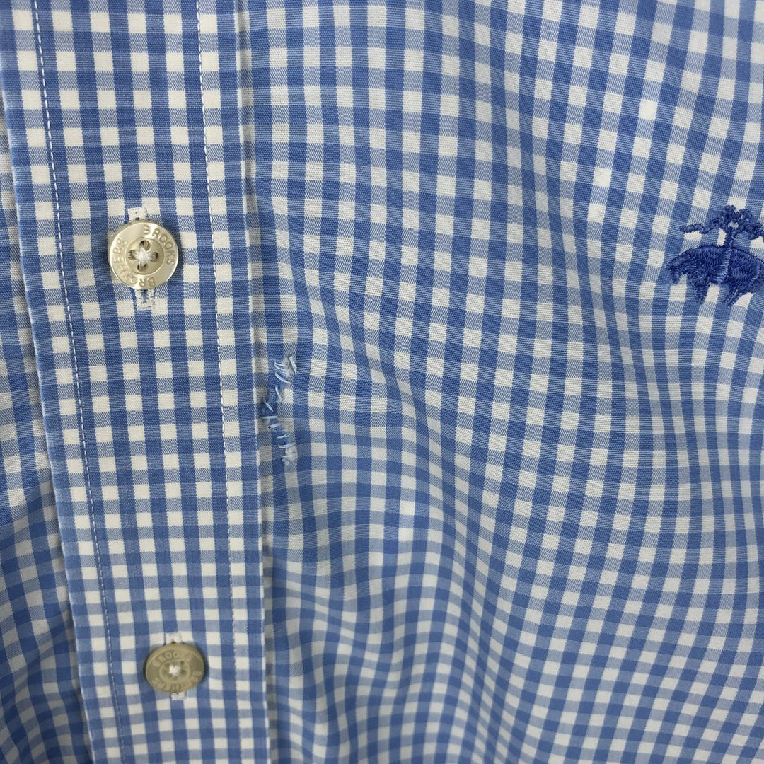 Brooks Brothers Est. 1818 Gingham Check Long Sleeve Button-Down Check Shirt, Men's Size Medium cotton white type Vintage Second Hand