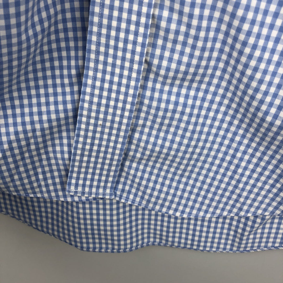 Brooks Brothers Est. 1818 Gingham Check Long Sleeve Button-Down Check Shirt, Men's Size Medium cotton white type Vintage Second Hand
