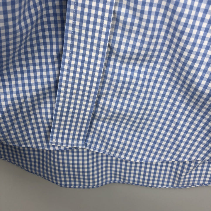 Brooks Brothers Est. 1818 Gingham Check Long Sleeve Button-Down Check Shirt, Men's Size Medium cotton white type Vintage Second Hand