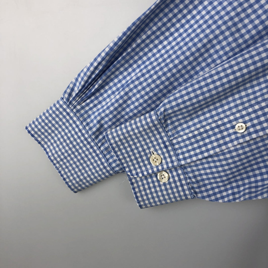 Brooks Brothers Est. 1818 Gingham Check Long Sleeve Button-Down Check Shirt, Men's Size Medium cotton white type Vintage Second Hand