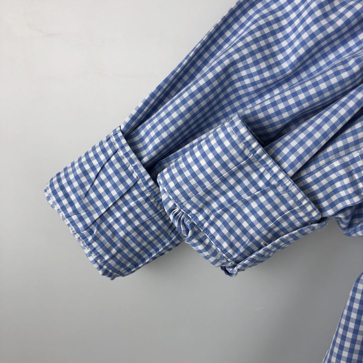 Brooks Brothers Est. 1818 Gingham Check Long Sleeve Button-Down Check Shirt, Men's Size Medium cotton white type Vintage Second Hand