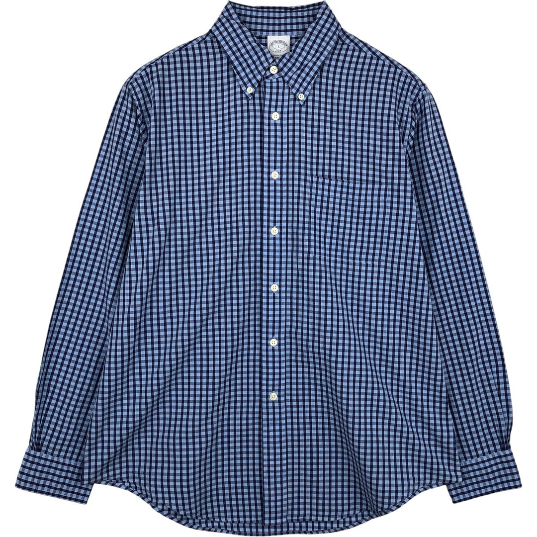 Brooks Brothers 346 Gingham Check Long Sleeve Button-Down Check Shirt, Men's Size L cotton blue type Vintage Second Hand
