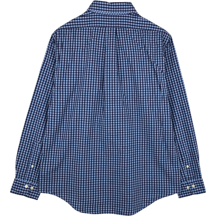 Brooks Brothers 346 Gingham Check Long Sleeve Button-Down Check Shirt, Men's Size L cotton blue type Vintage Second Hand