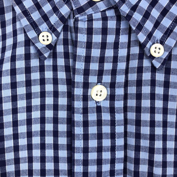 Brooks Brothers 346 Gingham Check Long Sleeve Button-Down Check Shirt, Men's Size L cotton blue type Vintage Second Hand