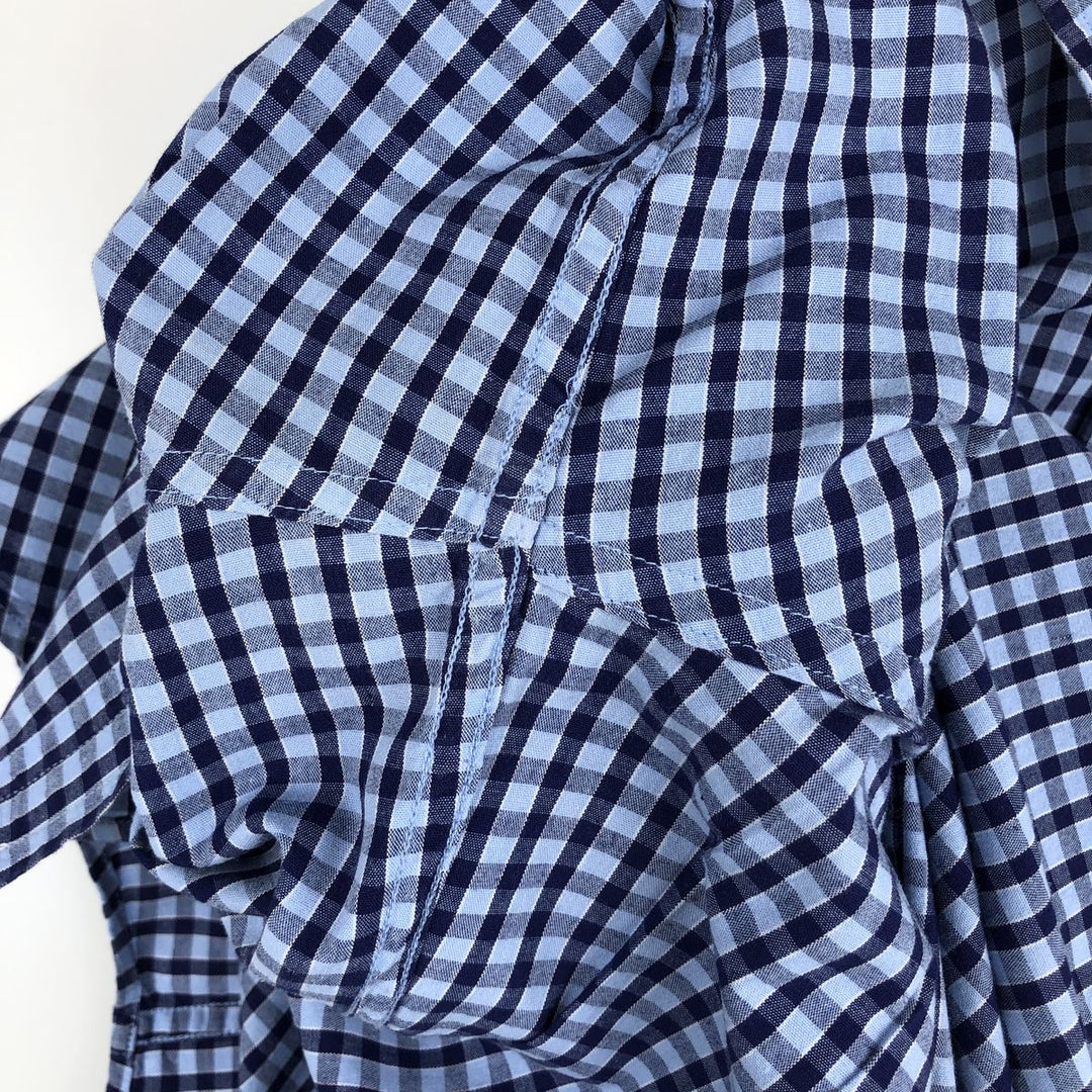 Brooks Brothers 346 Gingham Check Long Sleeve Button-Down Check Shirt, Men's Size L cotton blue type Vintage Second Hand