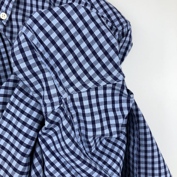 Brooks Brothers 346 Gingham Check Long Sleeve Button-Down Check Shirt, Men's Size L cotton blue type Vintage Second Hand