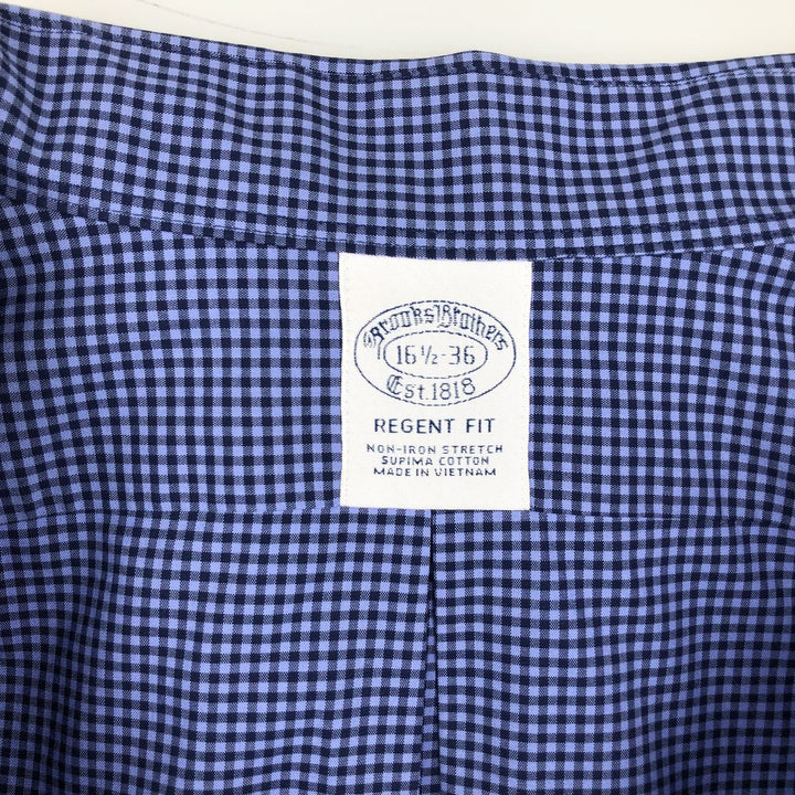 Brooks Brothers Est. 1818 Regent Fit Gingham Check Long Sleeve Cotton Check Shirt, Men's Size XL Supima Cotton blue type Vintage Second Hand