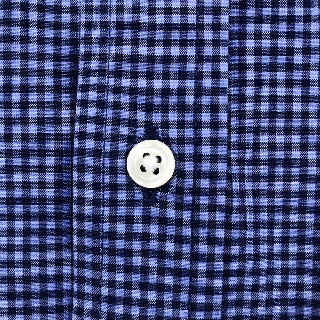 Brooks Brothers Est. 1818 Regent Fit Gingham Check Long Sleeve Cotton Check Shirt, Men's Size XL Supima Cotton blue type Vintage Second Hand