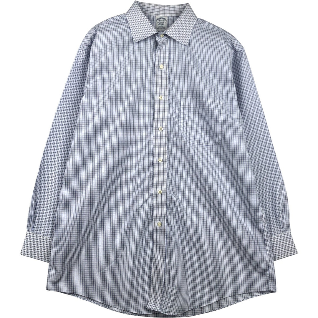 Brooks Brothers Est. 1818 Classic Long Sleeve Cotton Check Shirt, Men's Size L Supima Cotton white type Vintage Second Hand