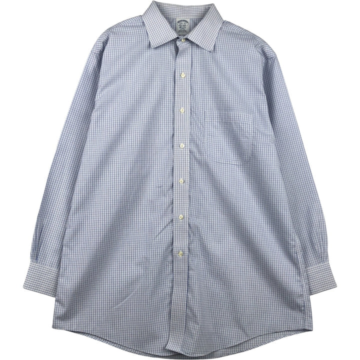 Brooks Brothers Est. 1818 Classic Long Sleeve Cotton Check Shirt, Men's Size L Supima Cotton white type Vintage Second Hand
