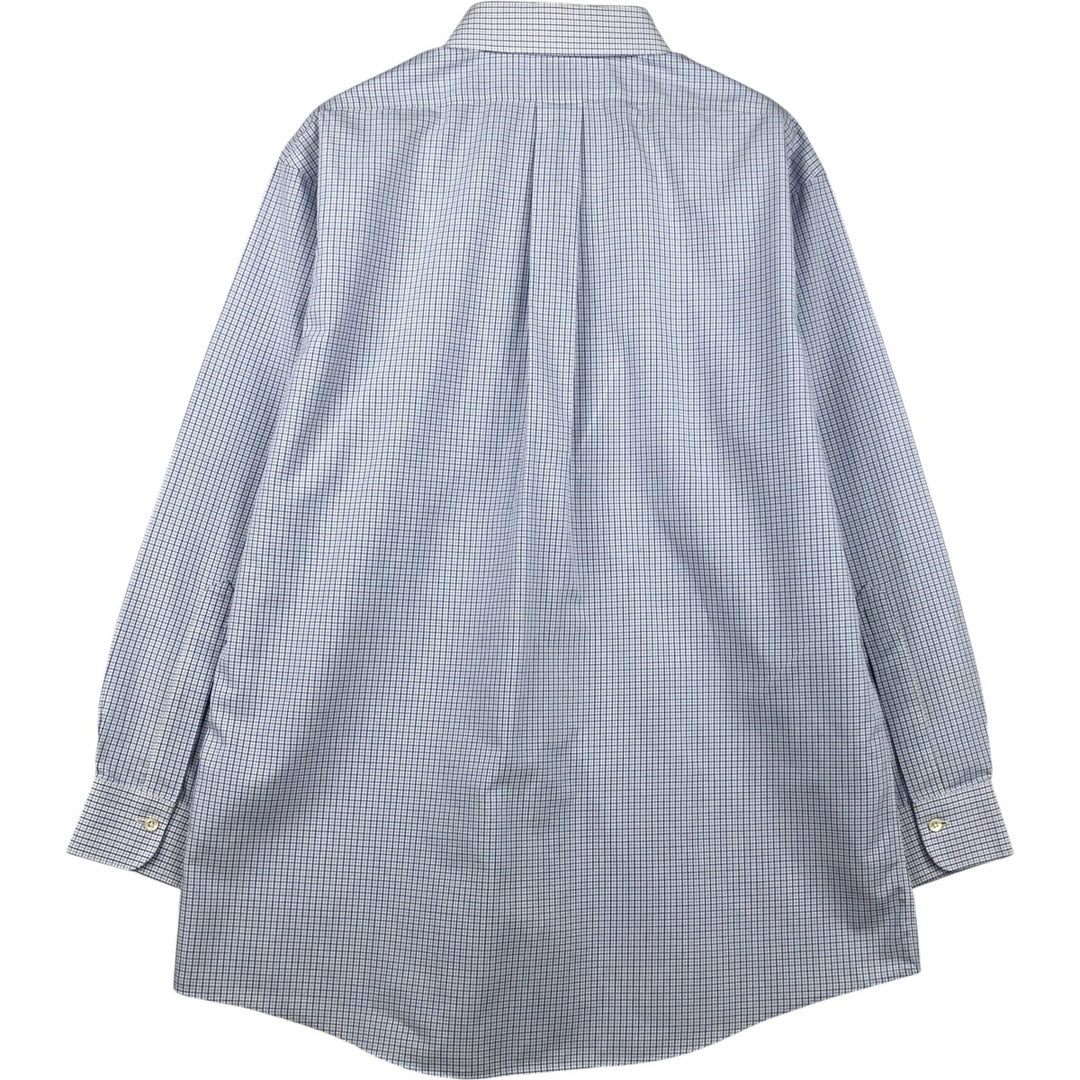 Brooks Brothers Est. 1818 Classic Long Sleeve Cotton Check Shirt, Men's Size L Supima Cotton white type Vintage Second Hand