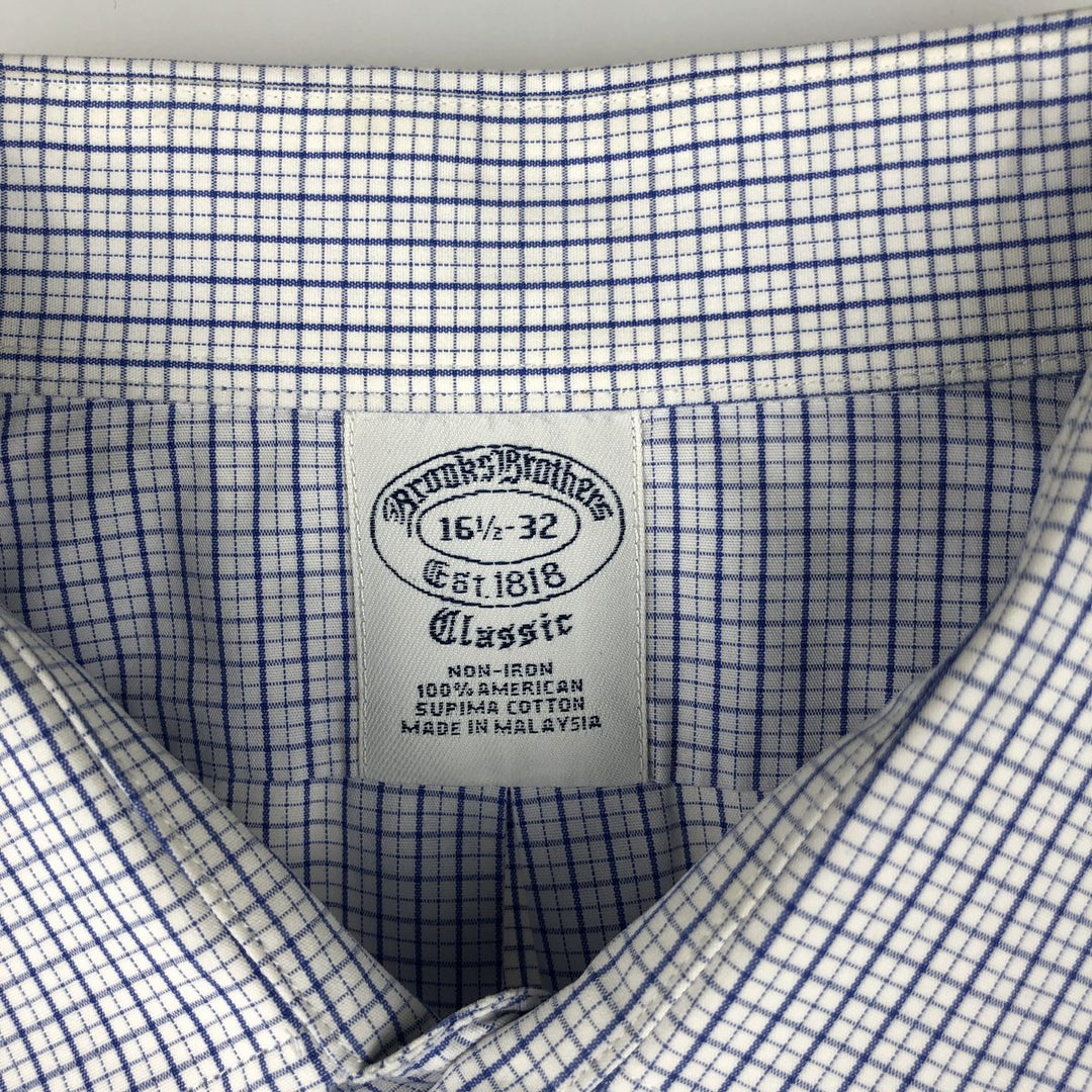 Brooks Brothers Est. 1818 Classic Long Sleeve Cotton Check Shirt, Men's Size L Supima Cotton white type Vintage Second Hand