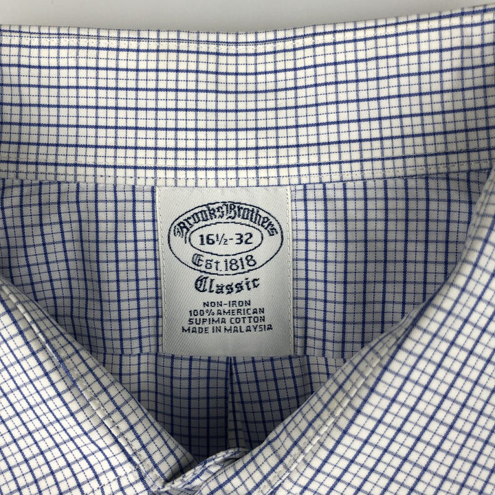 Brooks Brothers Est. 1818 Classic Long Sleeve Cotton Check Shirt, Men's Size L Supima Cotton white type Vintage Second Hand