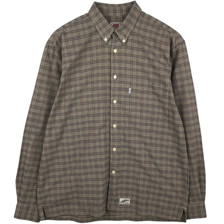90'S - Vintage Levi's Gun Club Check Long Sleeve Button-Down Check Shirt, Men's Size Medium unclear brown type Vintage Second Hand