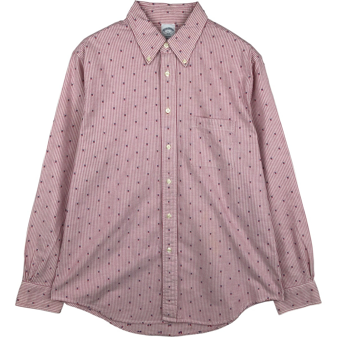 Brooks Brothers 1818 REGENT All-Over Print Long Sleeve Button-Down Striped Shirt, Men's Size L cotton pink type Vintage Second Hand