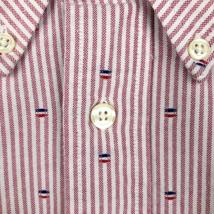 Brooks Brothers 1818 REGENT All-Over Print Long Sleeve Button-Down Striped Shirt, Men's Size L cotton pink type Vintage Second Hand