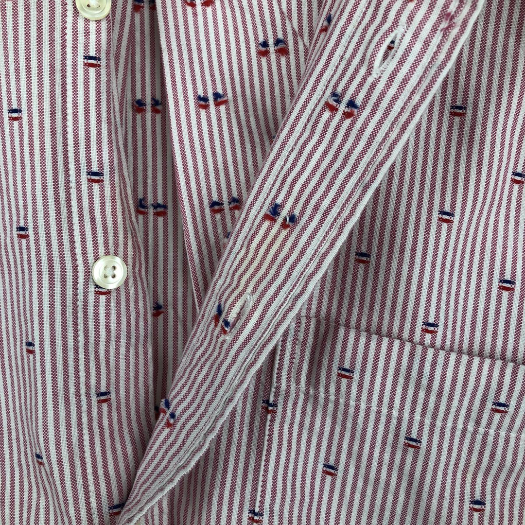Brooks Brothers 1818 REGENT All-Over Print Long Sleeve Button-Down Striped Shirt, Men's Size L cotton pink type Vintage Second Hand